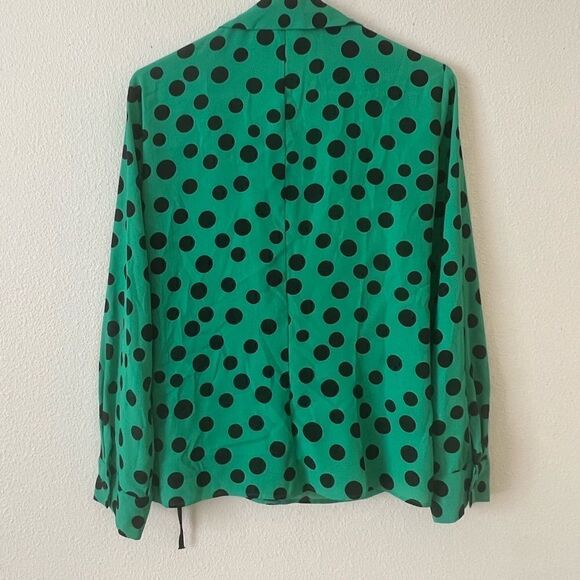 Zara Green Polka Dot Tie Blouse size M - Picture 9 of 9